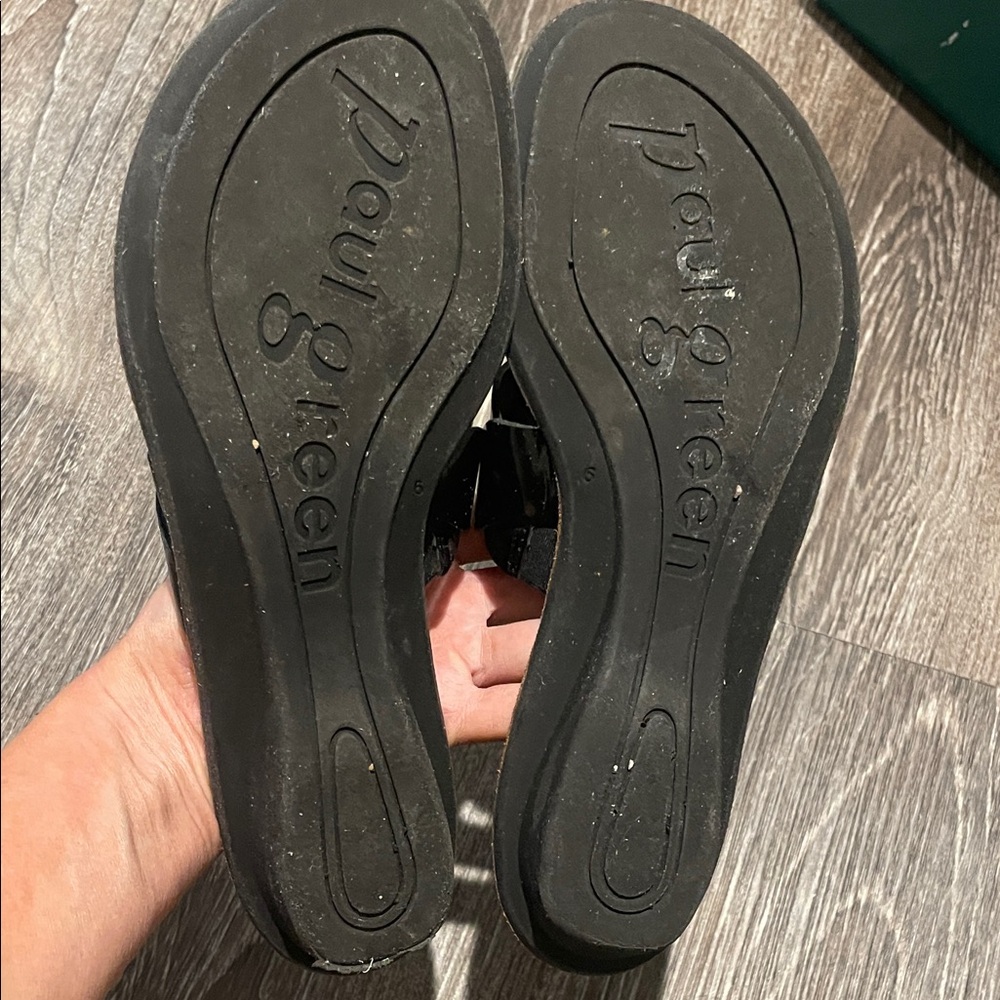 Paul Green Black Leather Sandals - Picture 4 of 5